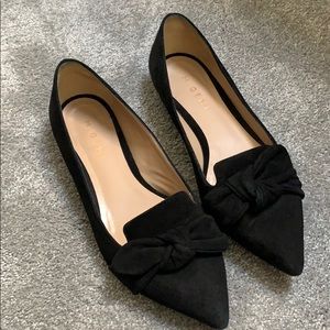 M. Gemi black suede pointy toe bow flat loafer